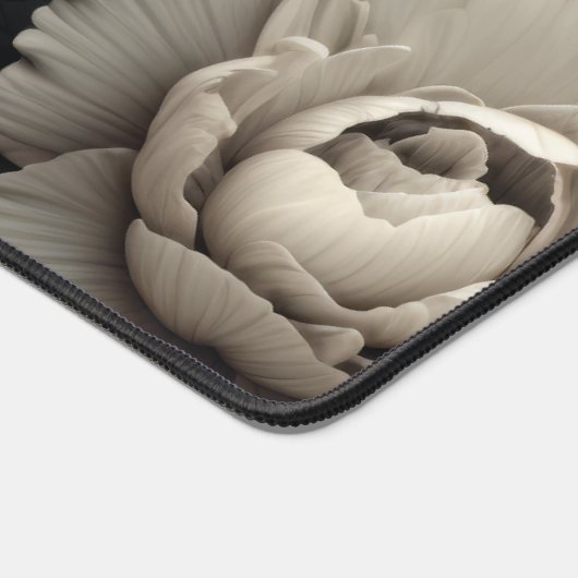 Zwarte en witte bloemen bureaumat (Hoek)