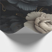 Zwarte en witte bloemen cadeaupapier (Hoek)