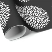 Zwarte en witte bloemen cadeaupapier (Rol Hoek)