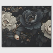 Zwarte en witte bloemen cadeaupapier (Vlak)