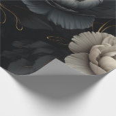 Zwarte en witte bloemen cadeaupapier (Hoek)