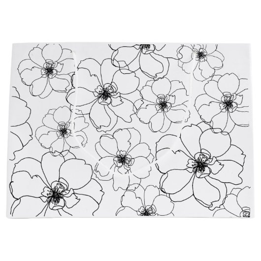 Zwarte en witte bloemen cadeautas (Voorkant)
