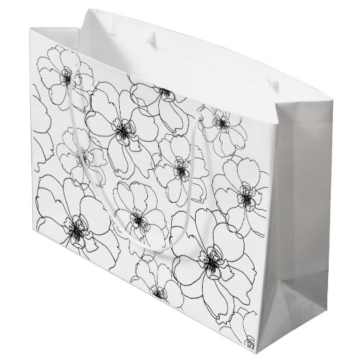 Zwarte en witte bloemen cadeautas (Achterkant Gekanteld)