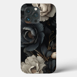 Zwarte en witte bloemen Case-Mate iPhone case