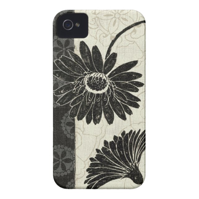 Zwarte en witte bloemen Case-Mate iPhone case (Achterkant)
