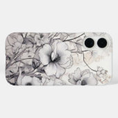 Zwarte en witte bloemen Case-Mate iPhone case (Achterkant (horizontaal))