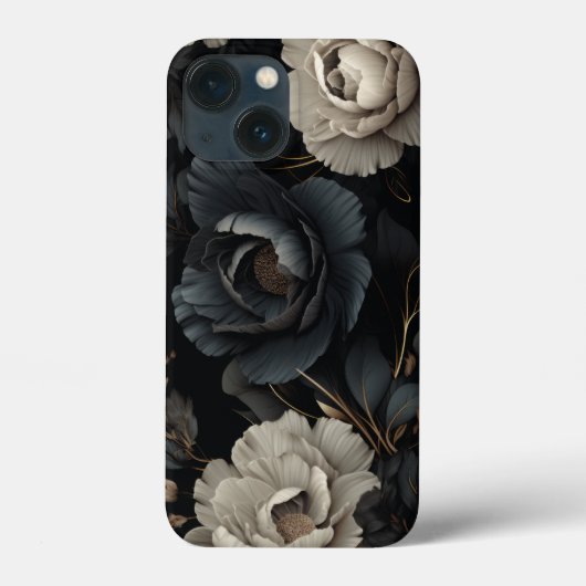 Zwarte en witte bloemen Case-Mate iPhone case (Achterkant)