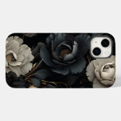 Zwarte en witte bloemen Case-Mate iPhone case (Achterkant (horizontaal))