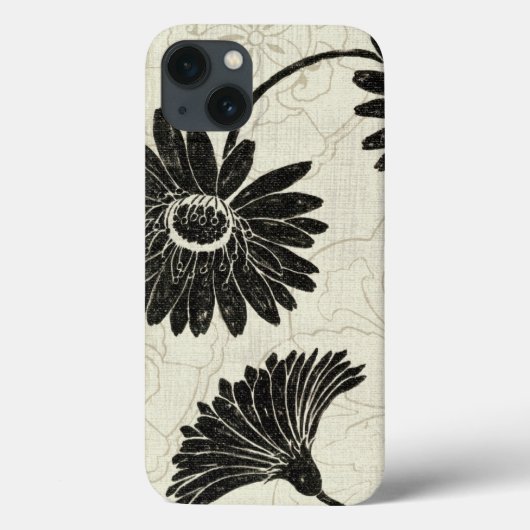 Zwarte en witte bloemen Case-Mate iPhone case (Achterkant)