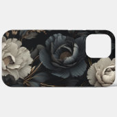 Zwarte en witte bloemen Case-Mate iPhone case (Achterkant (horizontaal))