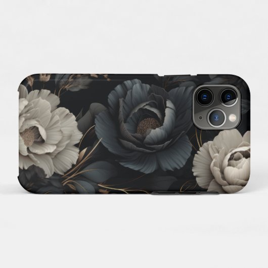 Zwarte en witte bloemen Case-Mate iPhone case (Achterkant (horizontaal))