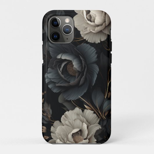 Zwarte en witte bloemen Case-Mate iPhone case (Achterkant)