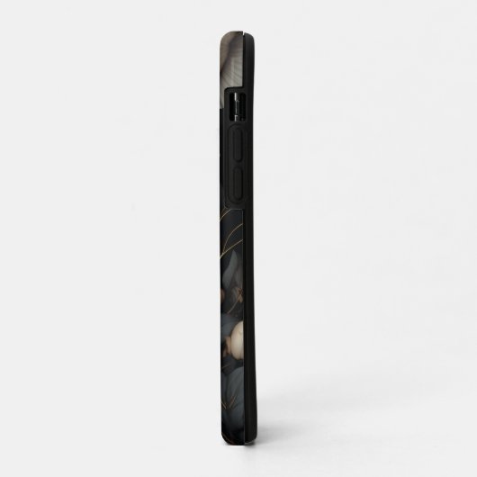 Zwarte en witte bloemen Case-Mate iPhone case (Achterkant/links)