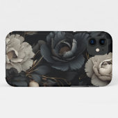 Zwarte en witte bloemen Case-Mate iPhone case (Achterkant (horizontaal))
