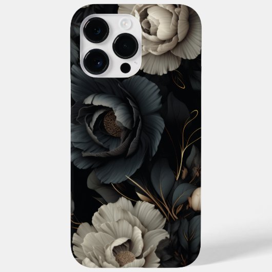 Zwarte en witte bloemen Case-Mate iPhone case (Achterkant)