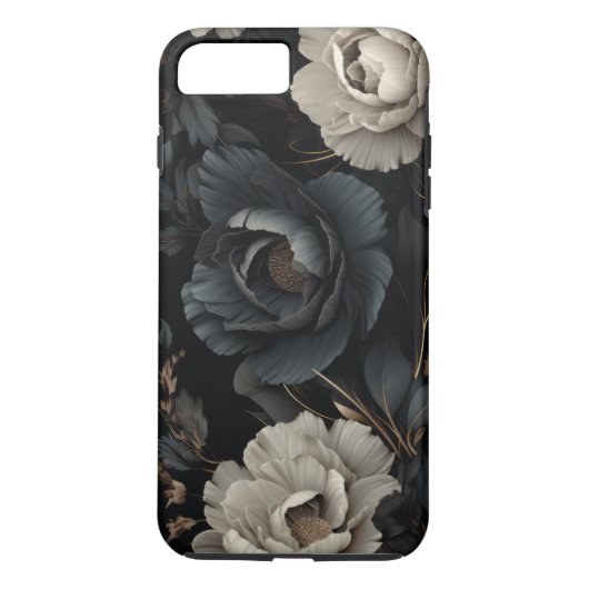 Zwarte en witte bloemen Case-Mate iPhone case (Achterkant)