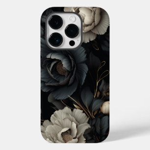 Zwarte en witte bloemen Case-Mate iPhone 14 pro hoesje