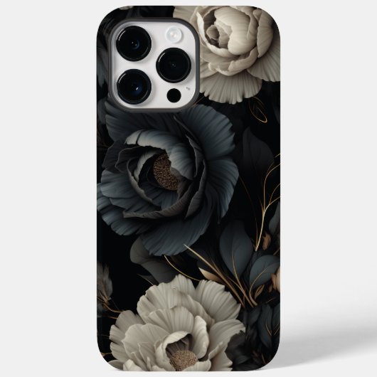 Zwarte en witte bloemen Case-Mate iPhone case (Achterkant)