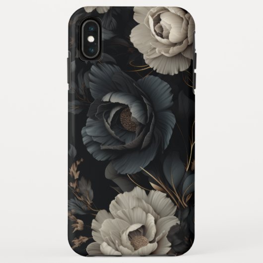 Zwarte en witte bloemen Case-Mate iPhone case (Achterkant)