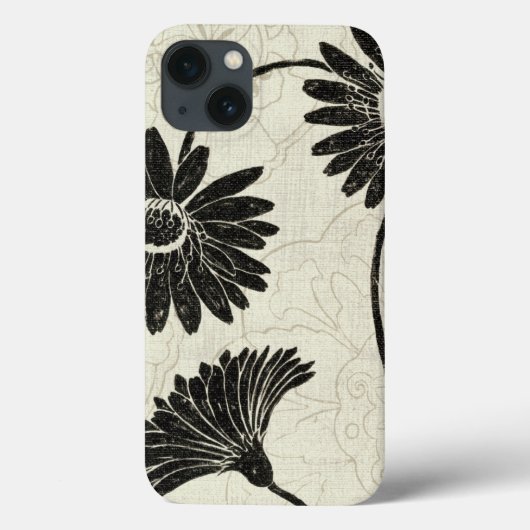 Zwarte en witte bloemen Case-Mate iPhone case (Achterkant)