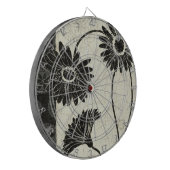 Zwarte en witte bloemen dartbord (Voorkant Links)