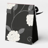 Zwarte en witte bloemen en rode glitter bedankdoosjes (Achterkant)