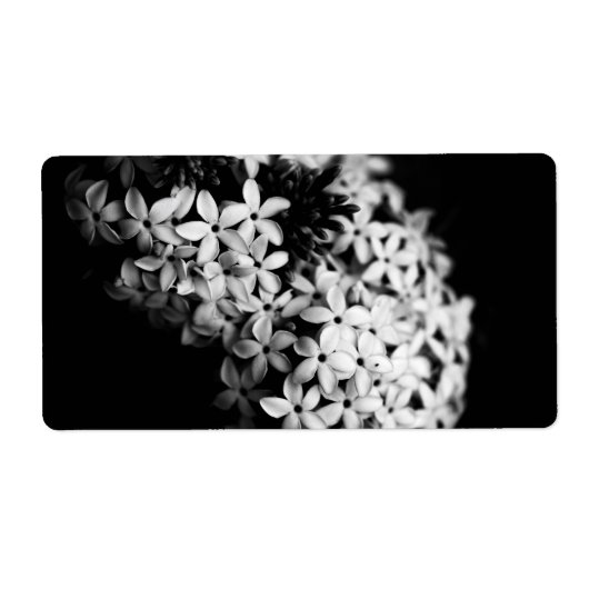 zwarte en witte bloemen etiket (Voorkant)