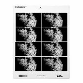 zwarte en witte bloemen etiket (Full Sheet)