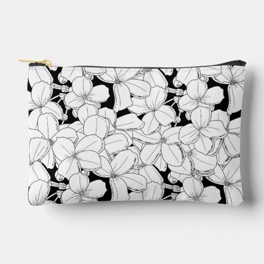 Zwarte en witte bloemen etui (Voorkant)