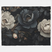 Zwarte en witte bloemen fleece deken (Voorkant (Horizontaal))