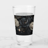 Zwarte en witte bloemen glas (Achterkant)