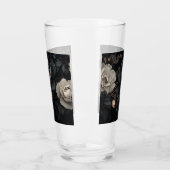 Zwarte en witte bloemen glas (Links)