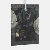 Zwarte en witte bloemen glas ornament (Voorkant Rechts)