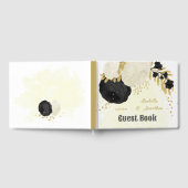 zwarte en witte bloemen gouden botanische bruiloft gastenboek (Volledig)