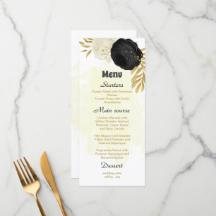 zwarte en witte bloemen gouden botanische bruiloft menu