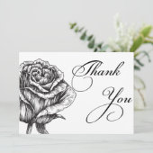 Zwarte en Witte bloemen Hartelijk dank Bedankkaart (Staand voorkant)