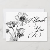 Zwarte en Witte bloemen Hartelijk dank Bedankkaart (Voorkant)