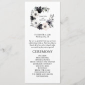 Zwarte en witte bloemen huwelijksceremonie program programmakaart (Voorkant)