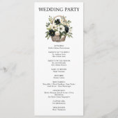 Zwarte en witte bloemen huwelijksceremonie program programmakaart (Achterkant)