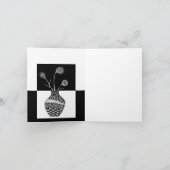 Zwarte en Witte Bloemen in een Vase-Wenskaart Kaart (Binnen)