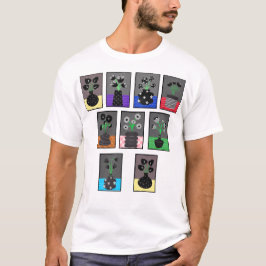 Zwarte en witte bloemen in zwarte vazen t-shirt