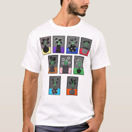 Zwarte en witte bloemen in zwarte vazen t-shirt