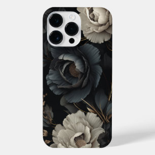 Zwarte en witte bloemen iPhone 14 pro max hoesje