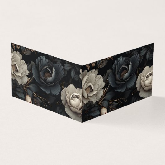 Zwarte en witte bloemen kaart (Buitenkant)