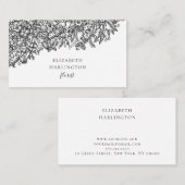 Zwarte en witte bloemen kaart. Moderne botanische Visitekaartje (Voorkant / Achterkant)