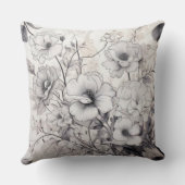 Zwarte en witte bloemen kussen (Achterkant)