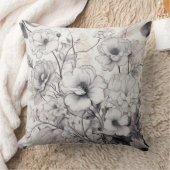 Zwarte en witte bloemen kussen (Deken)
