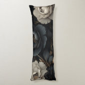 Zwarte en witte bloemen lichaamskussen (Achterkant (Verticaal))