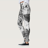 Zwarte en witte  bloemen met buik en bijen leggings (Links)