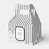 Zwarte en witte bloemen met strepen bedankdoosjes (Achterkant)